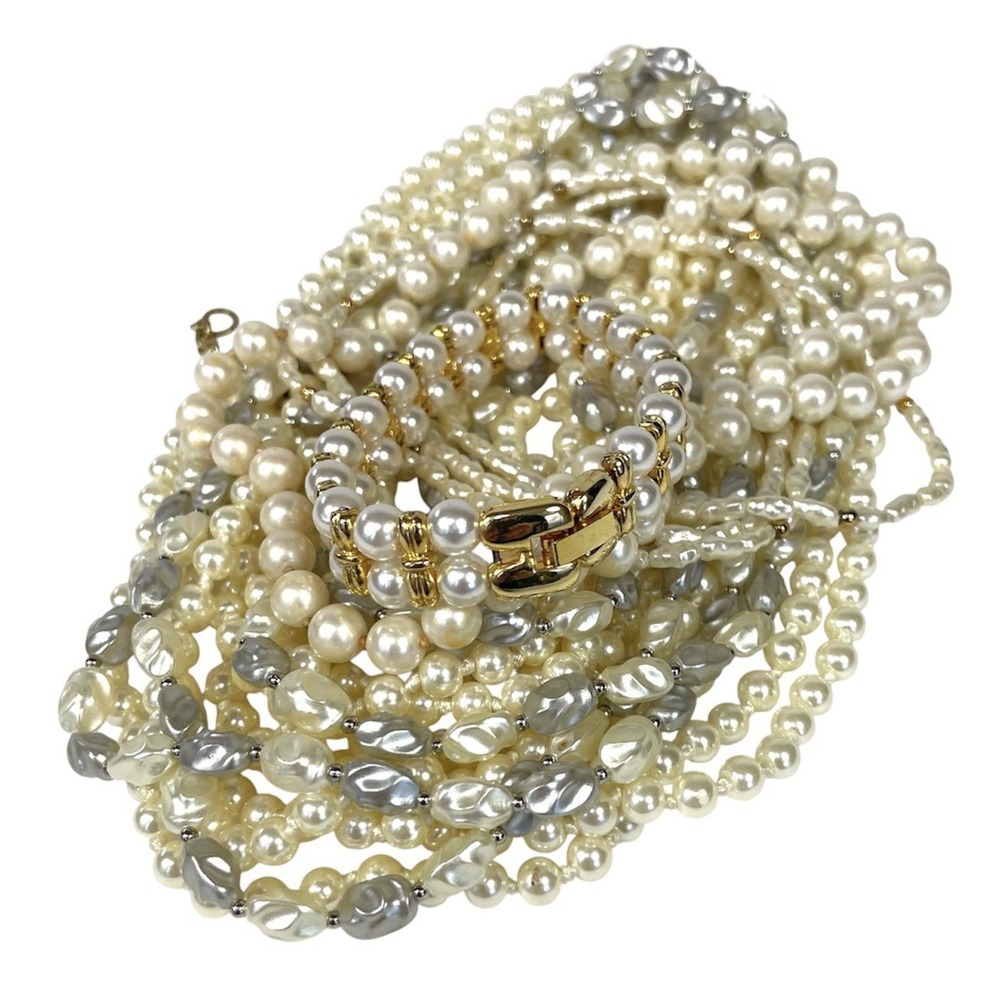 Faux‎ Pearl Jewelry Lot 5 Necklaces Bracelet J Crew Multi Strand